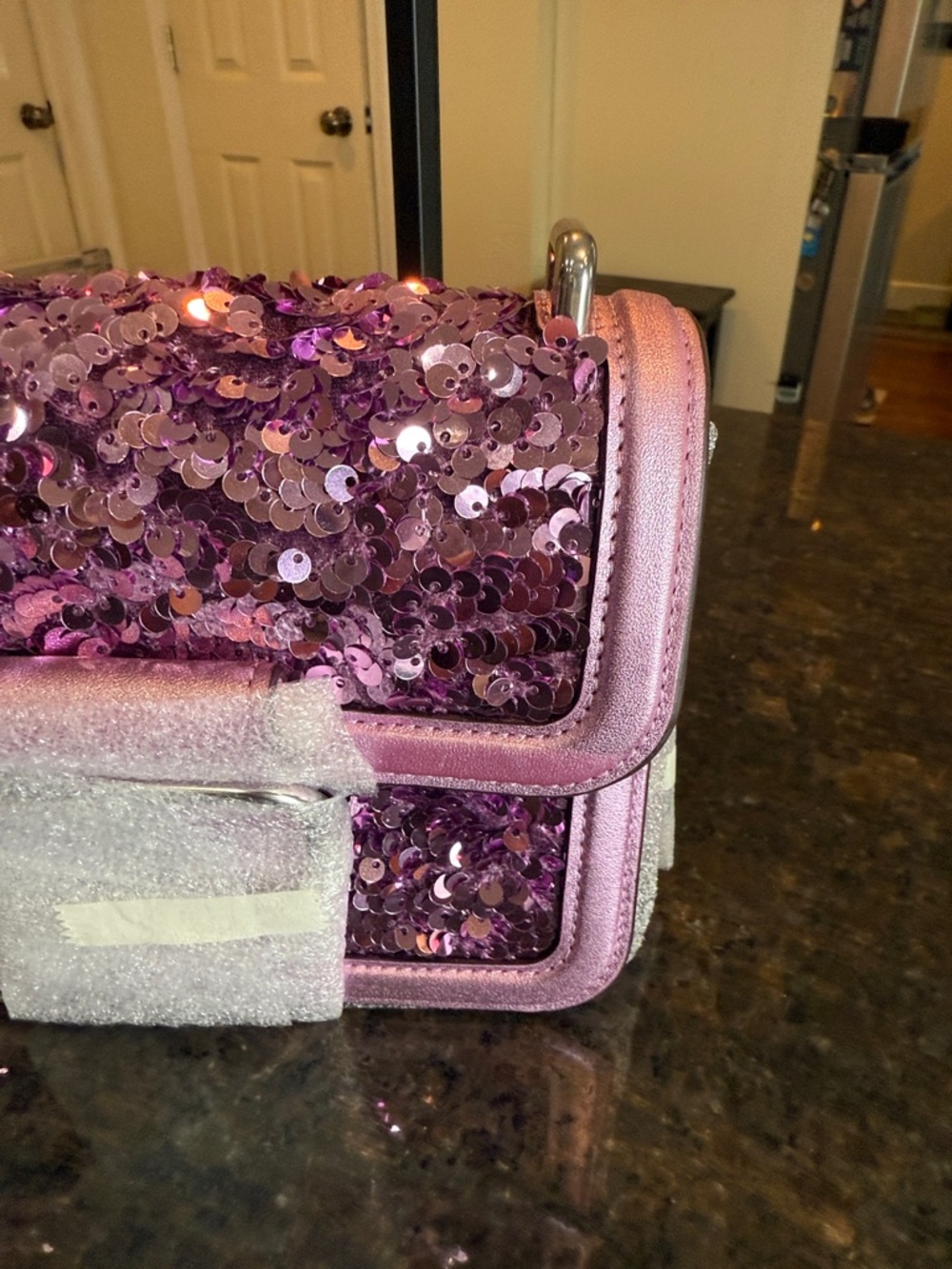 Coach Morgan Lilac Sequin Crossbody Bag with Metallic Trim - Picture 4 of 16
